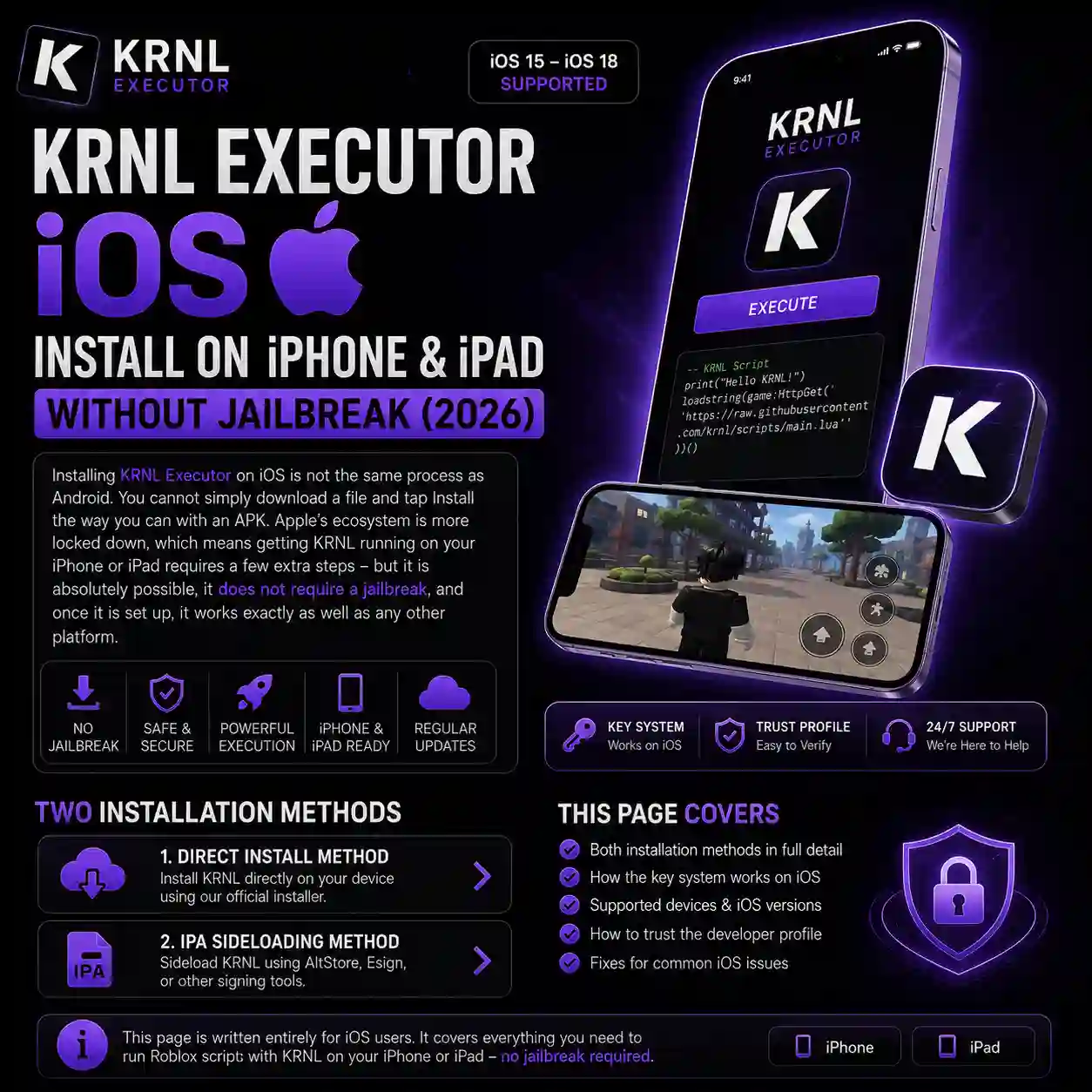 KRNL Executor iOS, Install on iPhone & iPad Without Jailbreak (2026)