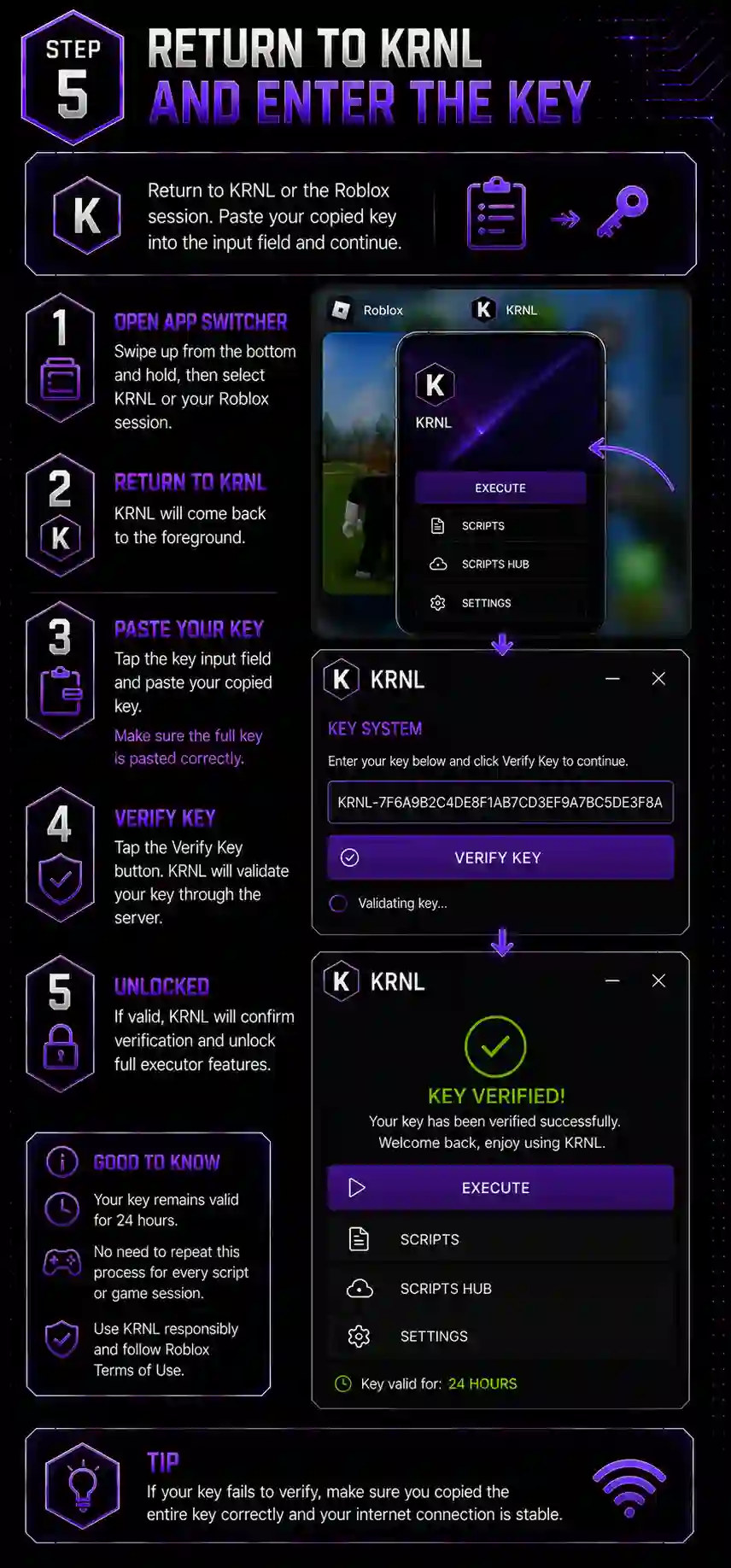 Step 5 – Return to KRNL and Enter the Key